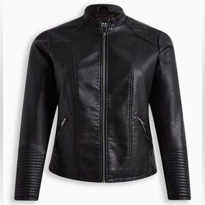 Torrid Women’s Faux Leather Collarless Moto Jacket
